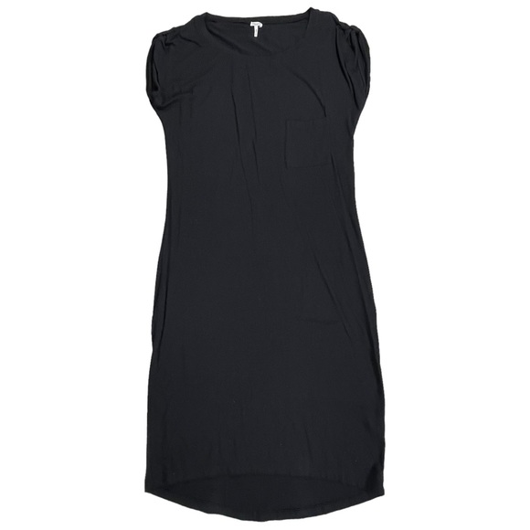 Splendid size medium thin solid black short sleeve midi dress, scoop neck, EUC - Picture 5 of 16